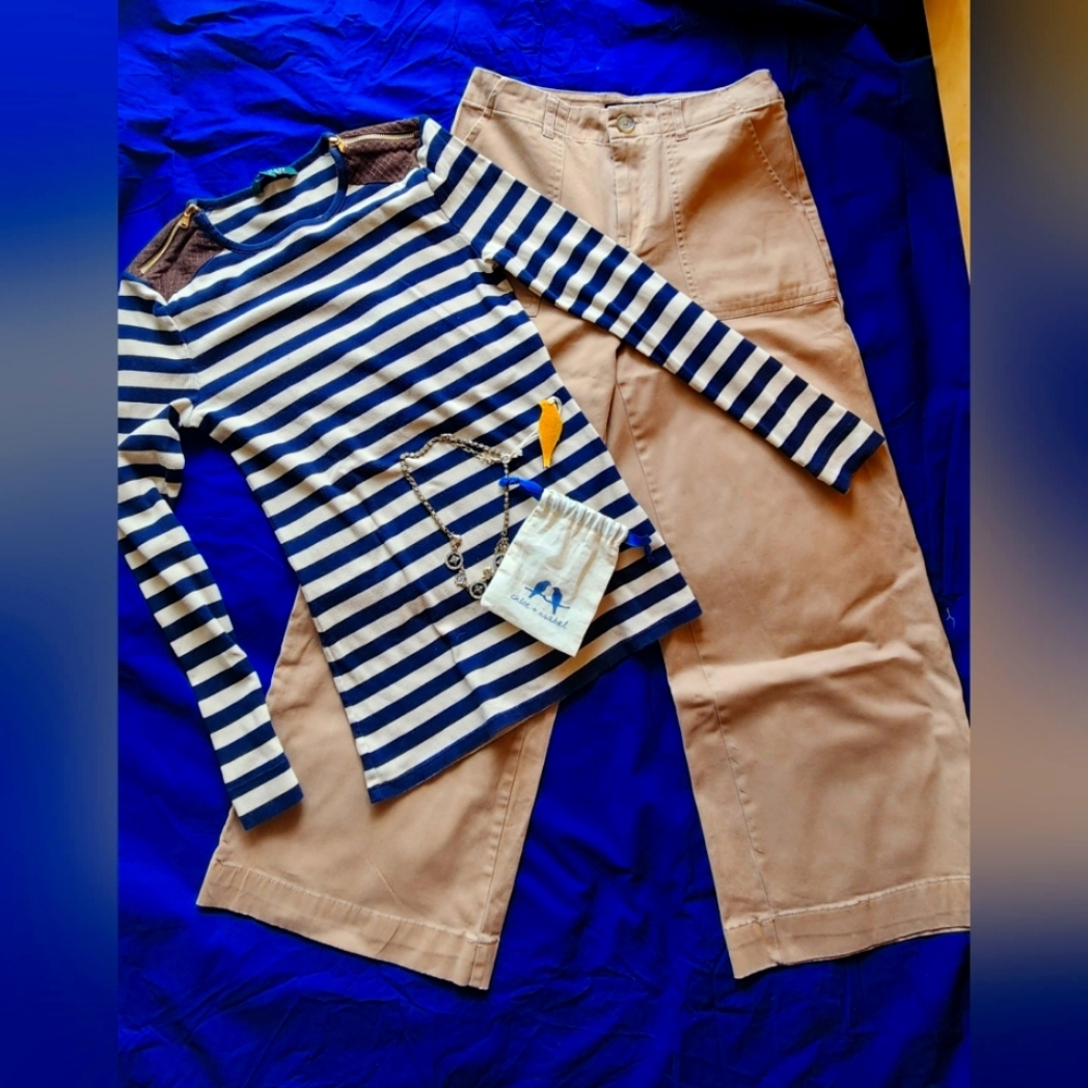 Ralph Lauren Top and Forever 21 Crop high Waist Pants + Free Necklace